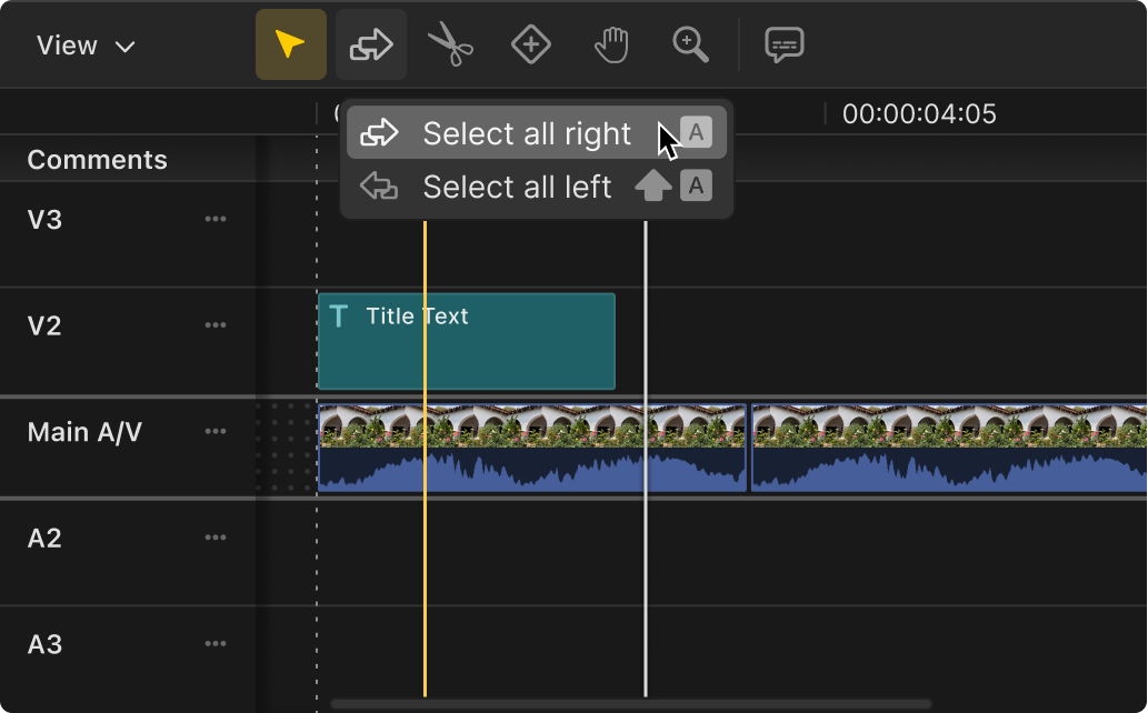 Timeline UI showing tool accessibility after